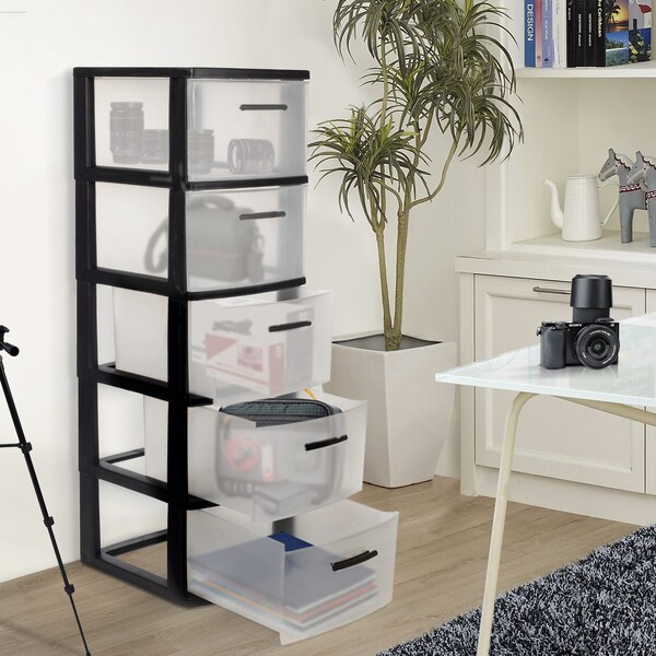 5-Drawer Storage Cabinet 13 In. W X 39 In. H X 15 In. D In Black